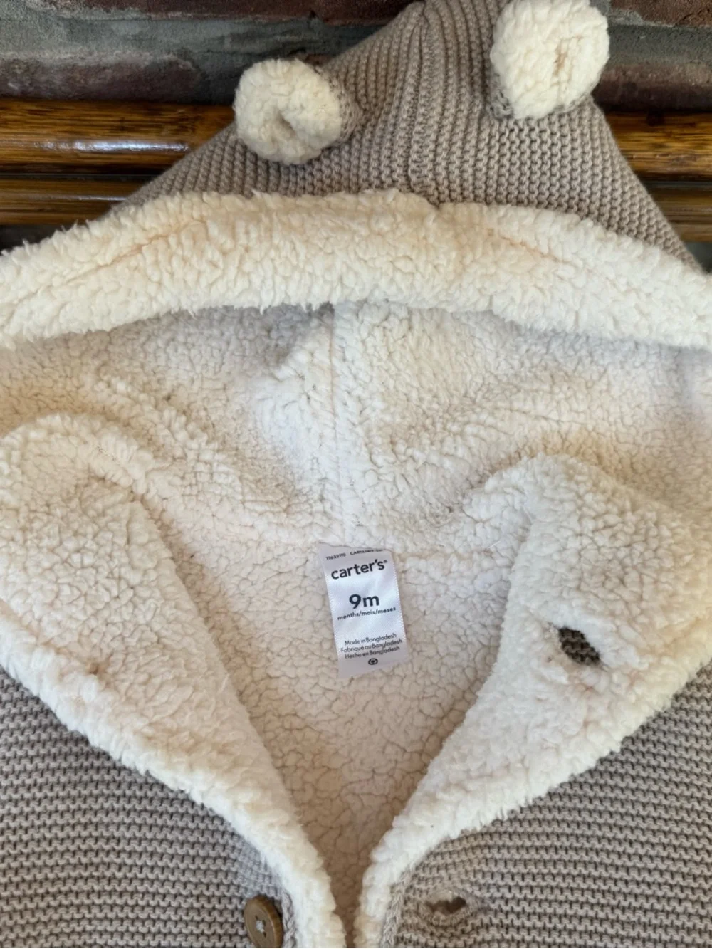 Carter's Taupe Knit Sherpa-Lined Hooded Jacket